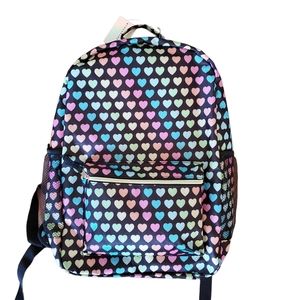 Under One Sky multicolor hearts backpack for kids - front pocket / side pouches